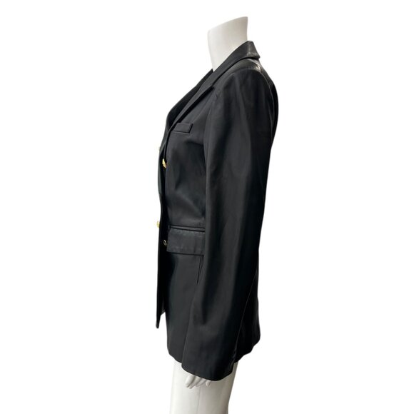 $1395 Veronica Beard Black Leather Gaya Double Breasted Dickey Jacket size 6 - Picture 6 of 12